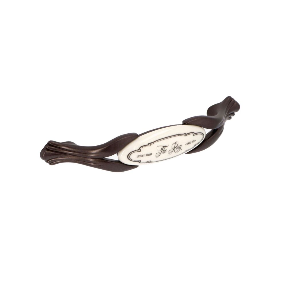 Poignée pour meubles en zamac et Porcelaine Entraxe 96mm Brun alu - Marron, Zamak