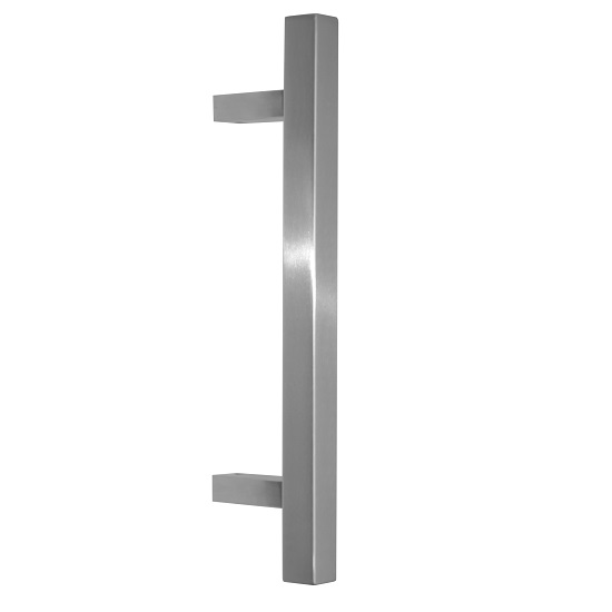 Poignée de tirage Carrée 30x30 mm - Entraxe=500 - S=85 - A=70 - L=650 mm - incliné 60° - INOX 304 poli - Gris / argent, Acier inoxydable