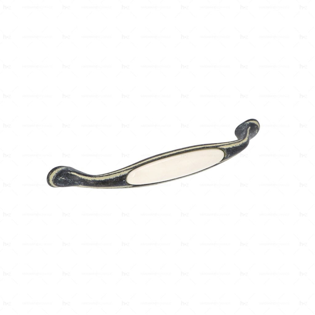 Poignée pour meubles en zamac et Porcelaine Entraxe 160mm Ivoire rustique Lot de 6 - Beige, Zamak