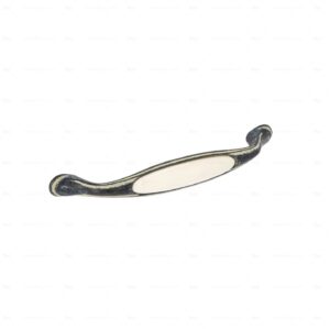 Poignée pour meubles en zamac et Porcelaine Entraxe 160mm Ivoire rustique Lot de 6 – Beige, Zamak