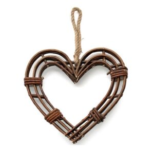 Cœur en fibre naturelle 40x40x h5cm marron, décoration de la Saint-Valentin