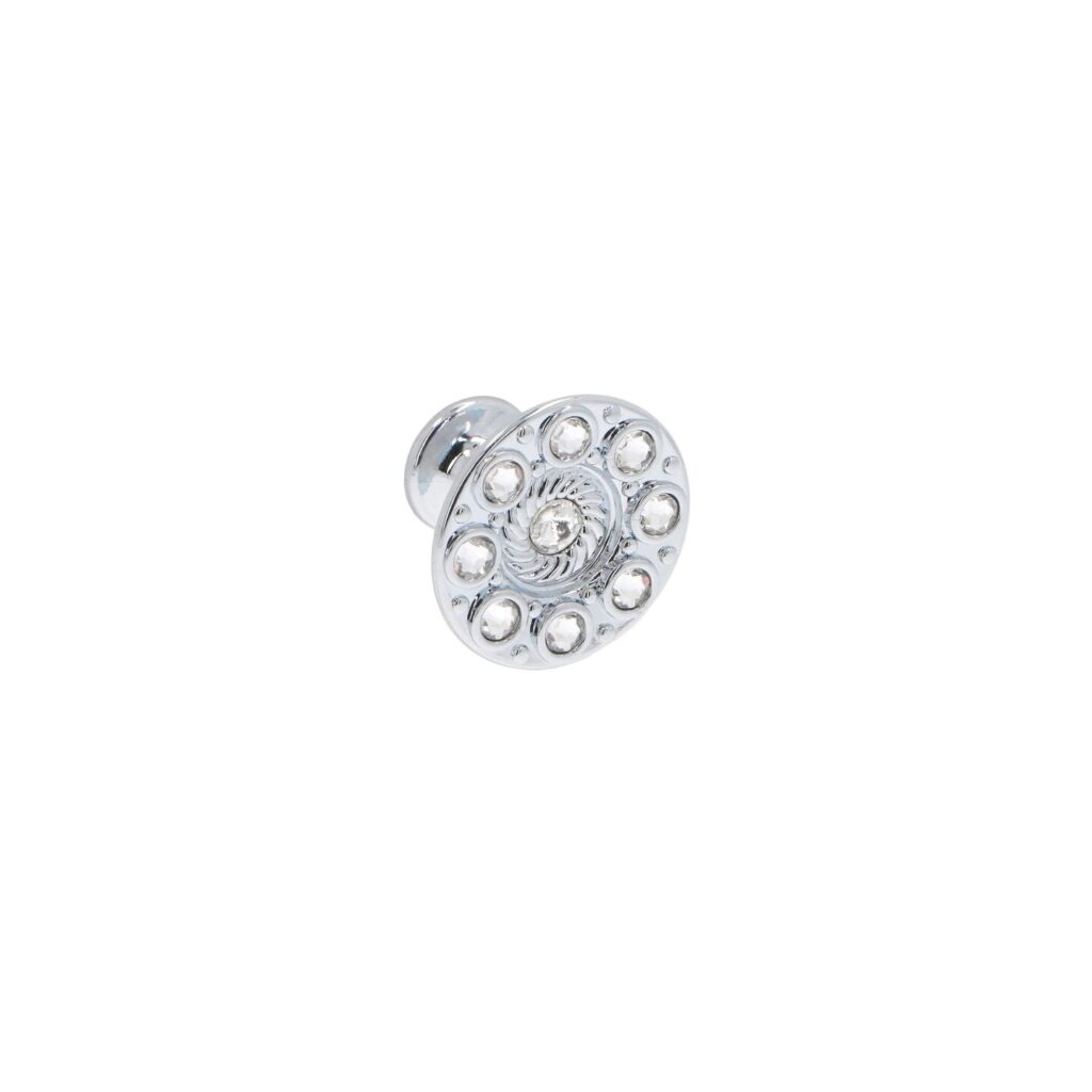 Bouton pour meubles en zamac et cristal Diamètre 32mm chrome poli - Gris / argent, Zamak