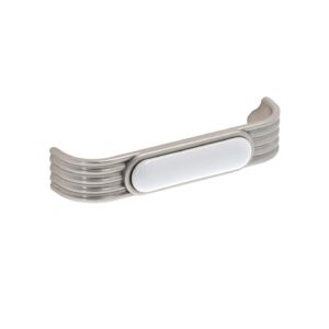 Poignée pour meubles en zamac et Porcelaine Entraxe 96mm Vernis nickel satiné – Gris / argent, Zamak