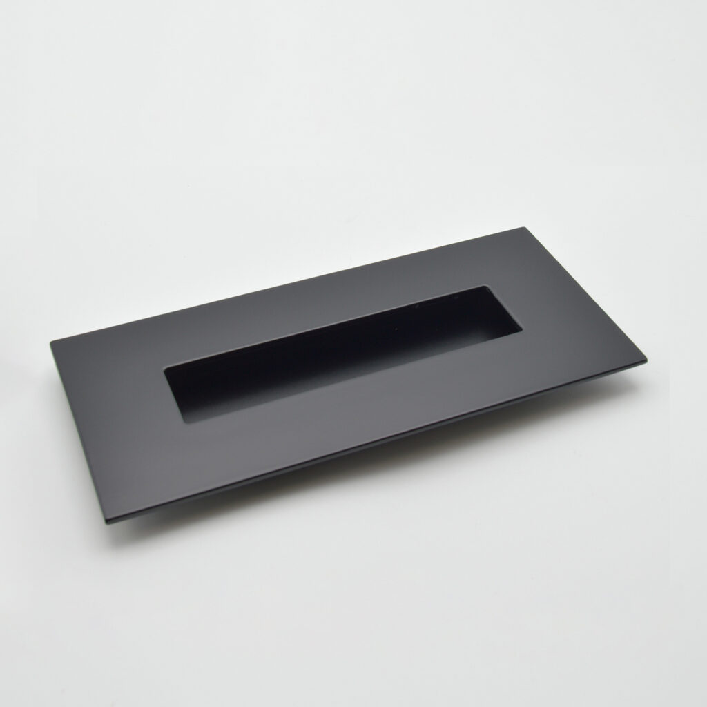 Poignée cuvette rectangulaire de meuble en zamac 155x73 mm NOIR MAT Lot de 12 - Zamak