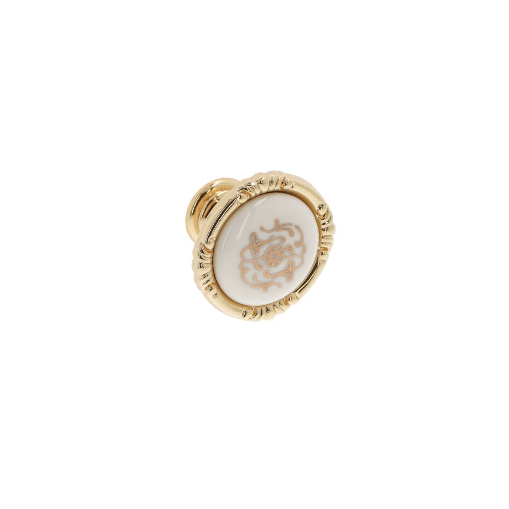 Bouton pour meubles en zamac et Porcelaine Diamètre 38mm plaqué or Lot de 25 - Jaune / doré, Zamak