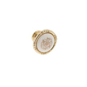 Bouton pour meubles en zamac et Porcelaine Diamètre 38mm plaqué or - Jaune / doré, Zamak