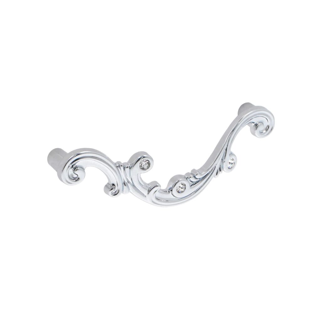 Poignée pour meubles en zamac et cristal Entraxe 96mm chrome poli - Gris / argent, Zamak