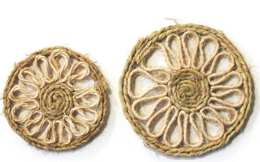 Dessous de plat en sisal naturel 15 cm lot de 6 - Marron