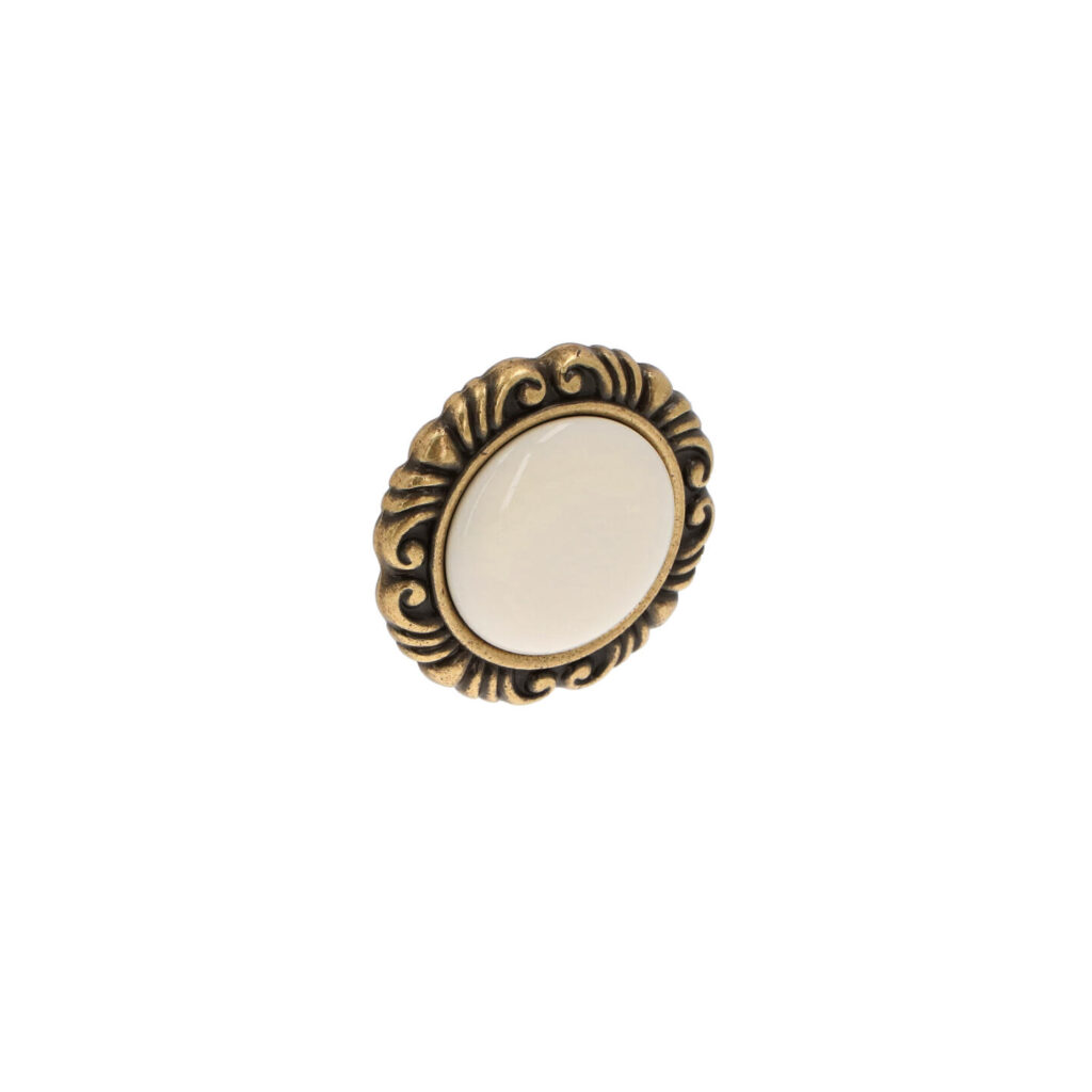 Bouton pour meubles en zamac et Porcelaine Diamètre 41mm Florence antique Lot de 25 - Marron, Zamak