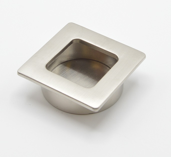 Poignée cuvette carrée de meuble en zamac 39x39 mm NICKELÉ BROSSÉ - Jaune / doré, Zamak - imagine 2