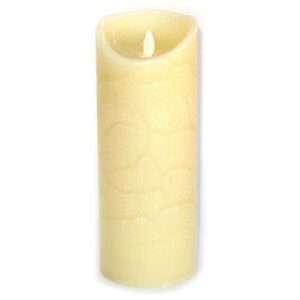 Bougie LED diamètre 9x 23 cm avec interupteur 3 positions dont temporisation 12 heures fonctionne avec 3 piles AAA non fournies - Beige, Plastique