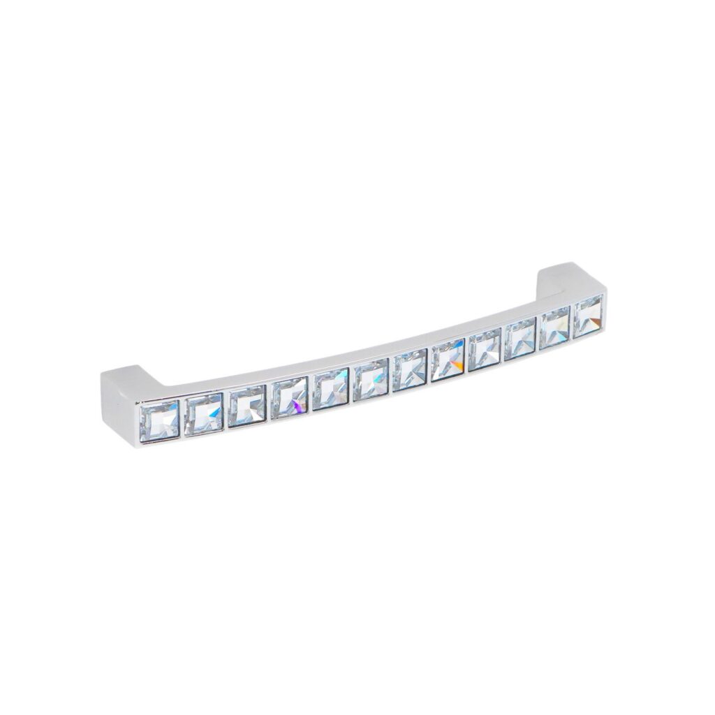 Poignée pour meubles en zamac et cristal Entraxe 128mm chrome poli Lot de 25 - Gris / argent, Zamak