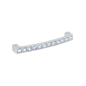 Poignée pour meubles en zamac et cristal Entraxe 128mm chrome poli – Gris / argent, Zamak