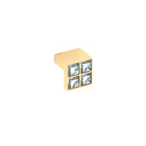 Bouton pour meubles en zamac et cristal Entraxe 16mm plaqué or – Jaune / doré, Zamak