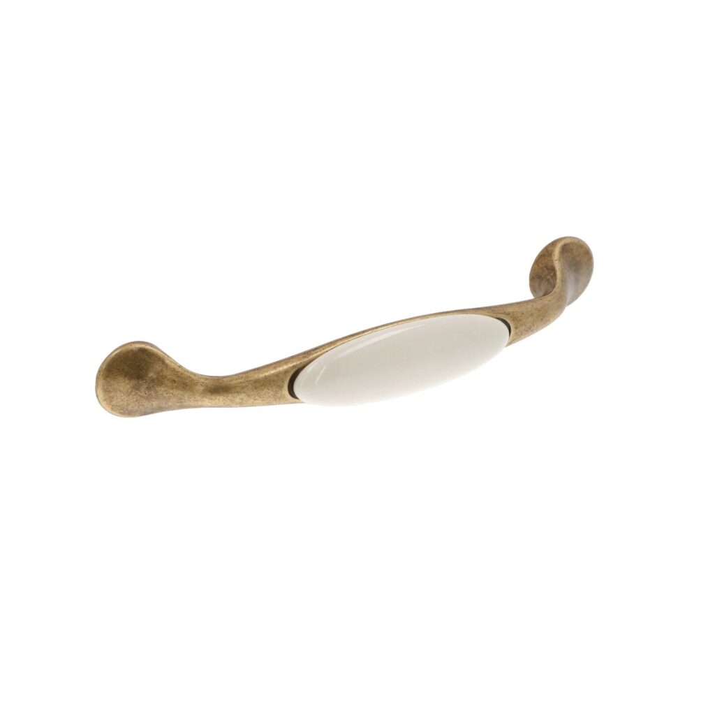 Poignée pour meubles en zamac et porcelaine Entraxe 128mm Florence antique Lot de 25 - Marron, Zamak