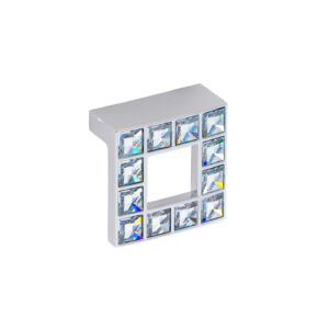 Bouton pour meubles en zamac et cristal Entraxe 32mm chrome poli – Gris / argent, Zamak