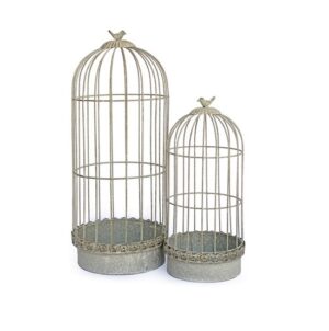 2 cages 26x26 x h62cm et 32x32 x h82cm en métal gris - Gris / argent