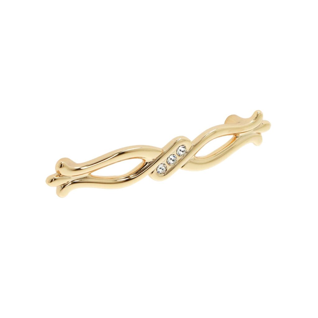 Poignée pour meubles en zamac et cristal Entraxe 96mm plaqué or Lot de 6 - Jaune / doré, Zamak