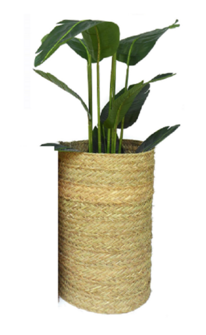 Couvre les pots cylindrique décoratif en sparte naturelle 40cm de diamètre x 63cm de hauteur sans fond - Beige, Osier