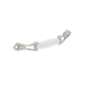 Poignée pour meubles en zamac et Porcelaine Entraxe 128mm Argent Nottingham – Gris / argent, Zamak
