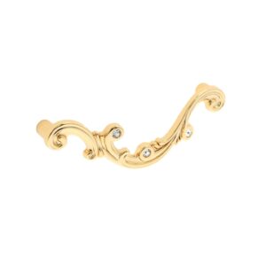 Poignée pour meubles en zamac et cristal Entraxe 96mm plaqué or - Jaune / doré, Zamak