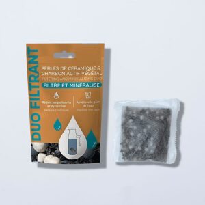 Duo filtrant au charbon végétal actif et céramiques de Nagano - Noir, Charbon actif