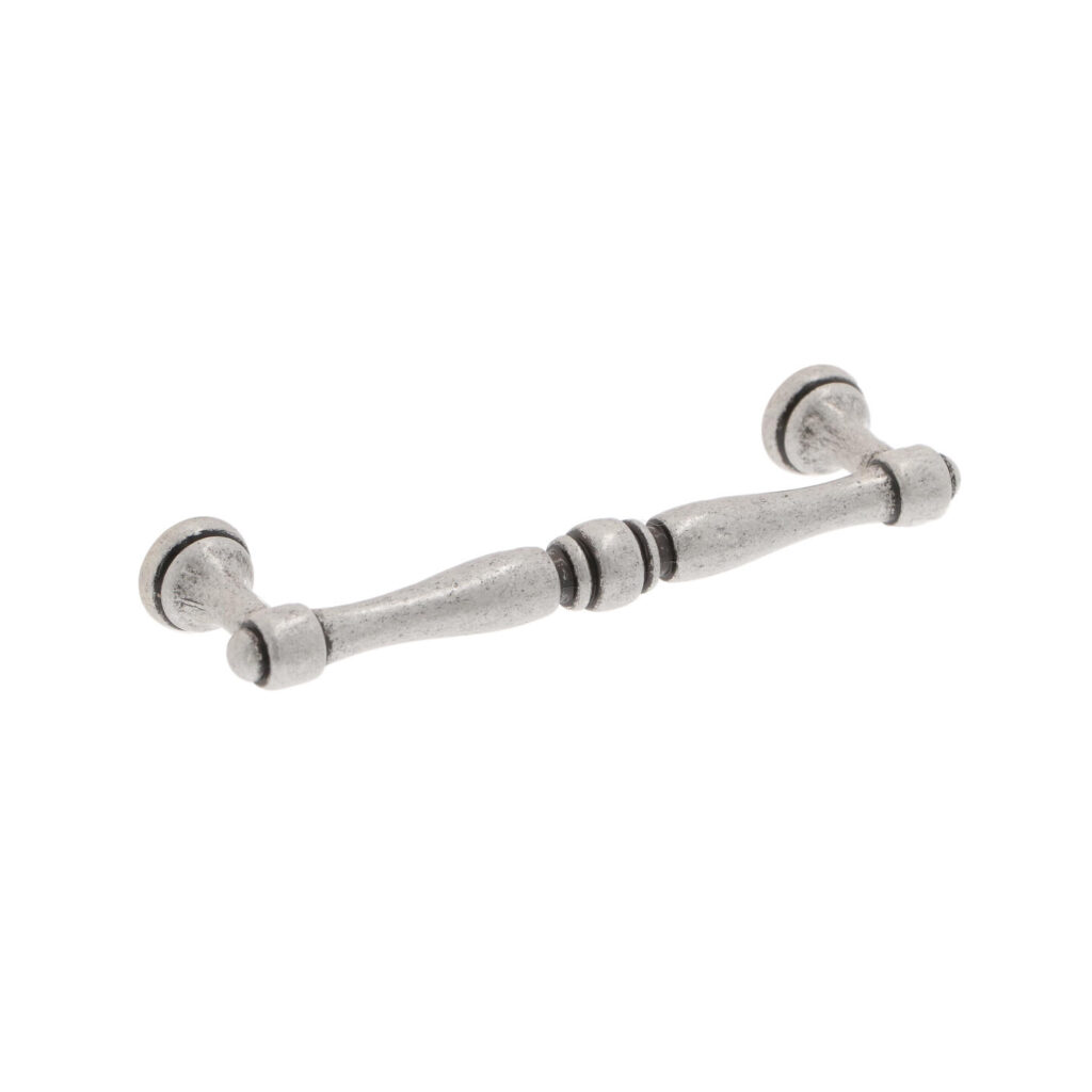 Poignée pour meubles en zamac Entraxe 96mm Vieil argent brillant Lot de 6 - Gris / argent, Zamak