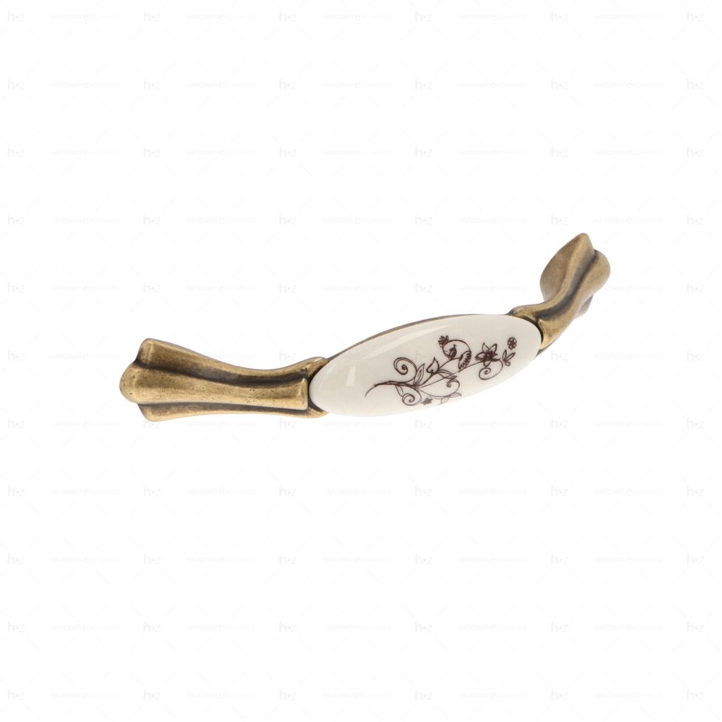 Poignée pour meubles en zamac et Porcelaine Entraxe 96mm Florence antique Lot de 25 - Marron, Zamak