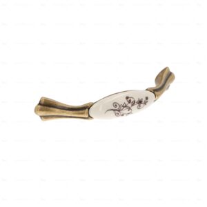 Poignée pour meubles en zamac et Porcelaine Entraxe 96mm Florence antique Lot de 6 – Marron, Zamak