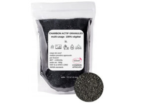 Charbon actif végétal en granulés – 1 kg – Purification eau, air et sols - Noir