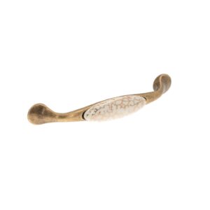 Poignée pour meubles en zamac et porcelaine Entraxe 128mm Florence antique - Marron, Zamak