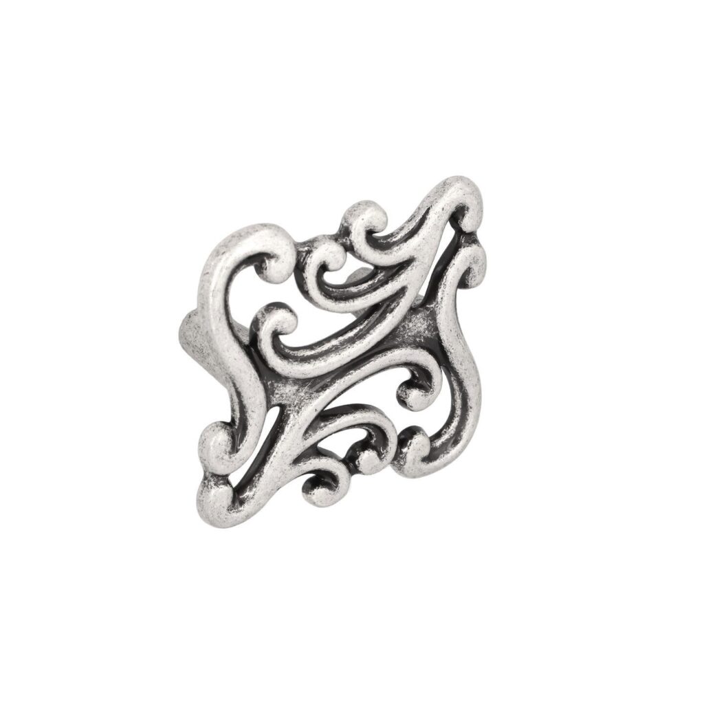 Bouton pour meubles en zamac Entraxe 32mm Vieil argent brillant - Gris / argent, Zamak