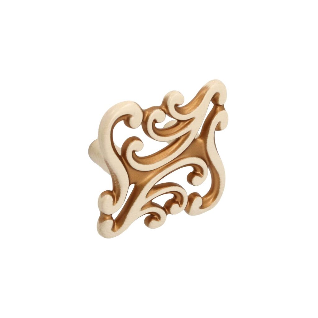 Bouton pour meubles en zamac Entraxe 32mm Patine royale en or ivoire Lot de 25 - Beige, Zamak