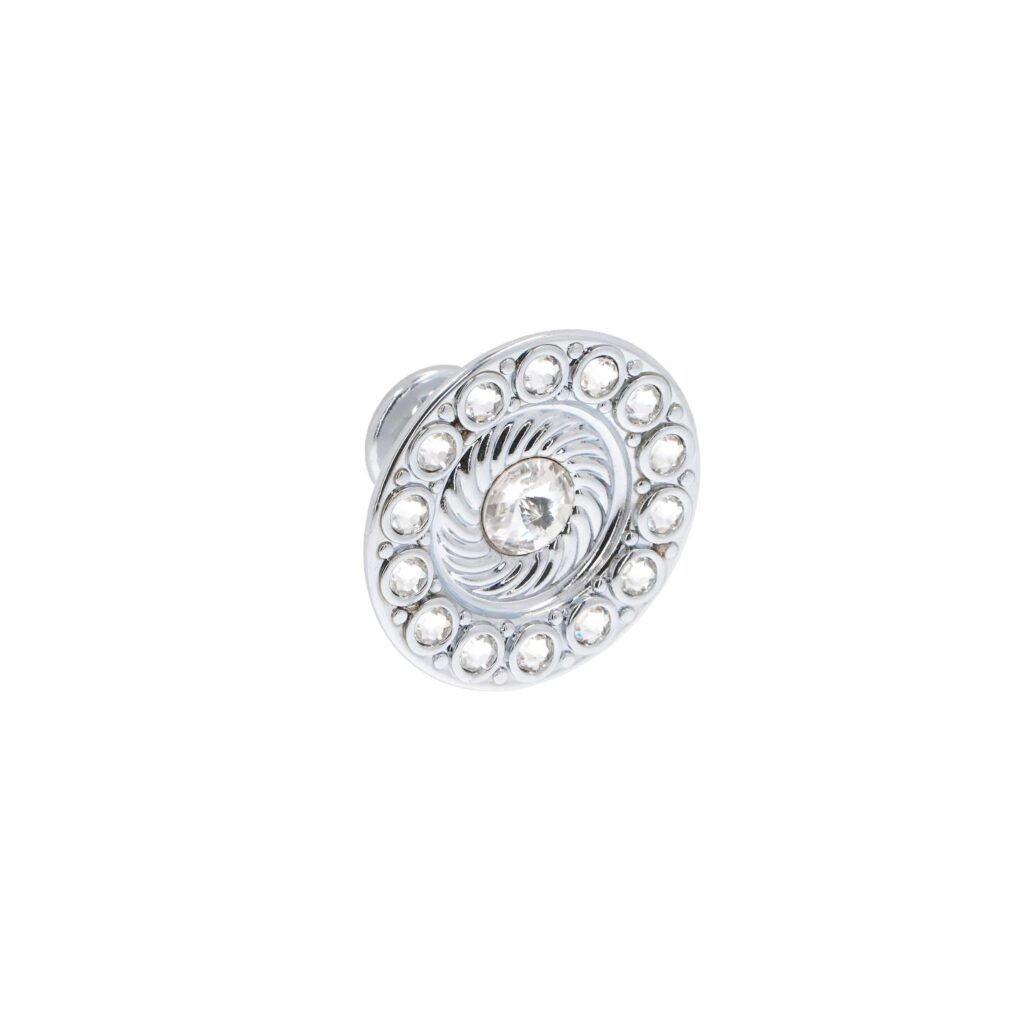 Bouton pour meubles en zamac et cristal Diamètre 45mm chrome poli Lot de 6 - Gris / argent, Zamak