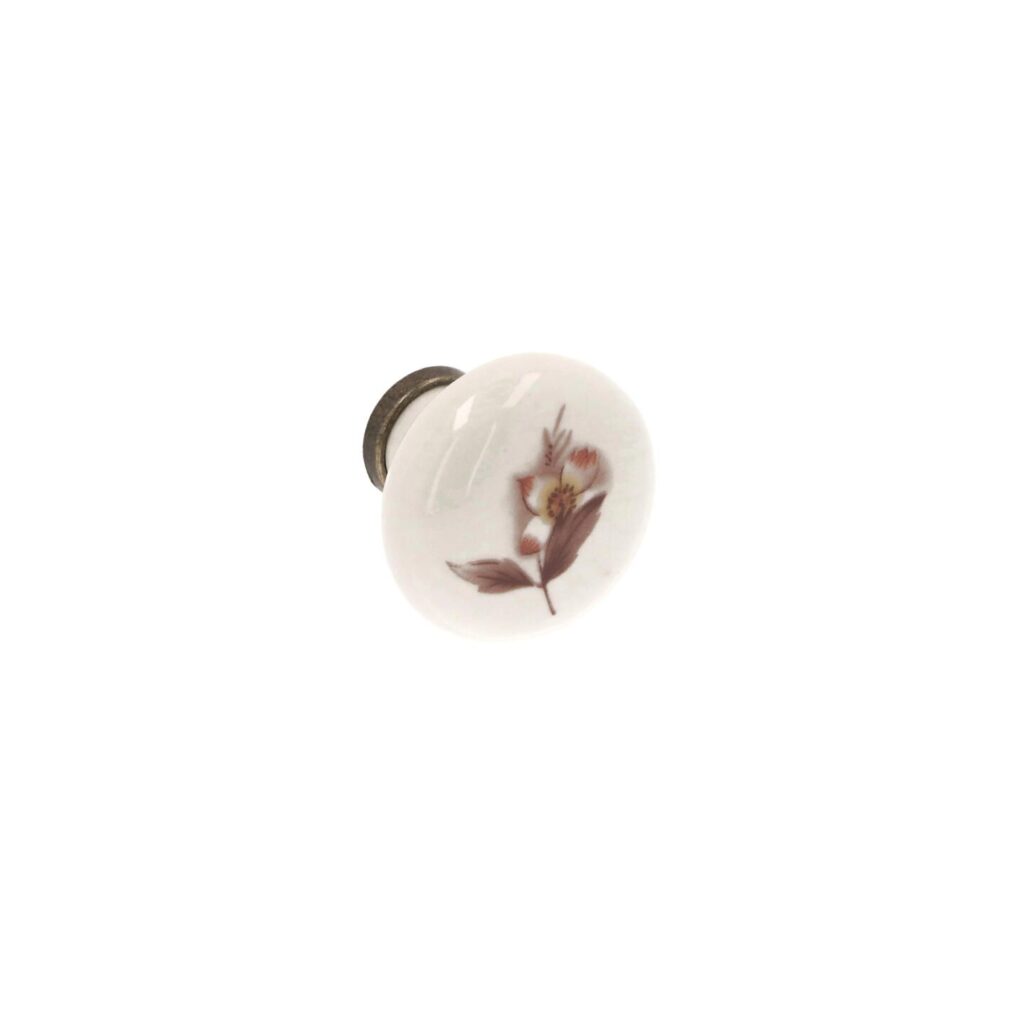 Bouton pour meubles en zamac et Porcelaine Diamètre 35mm Florence antique - Marron, Zamak