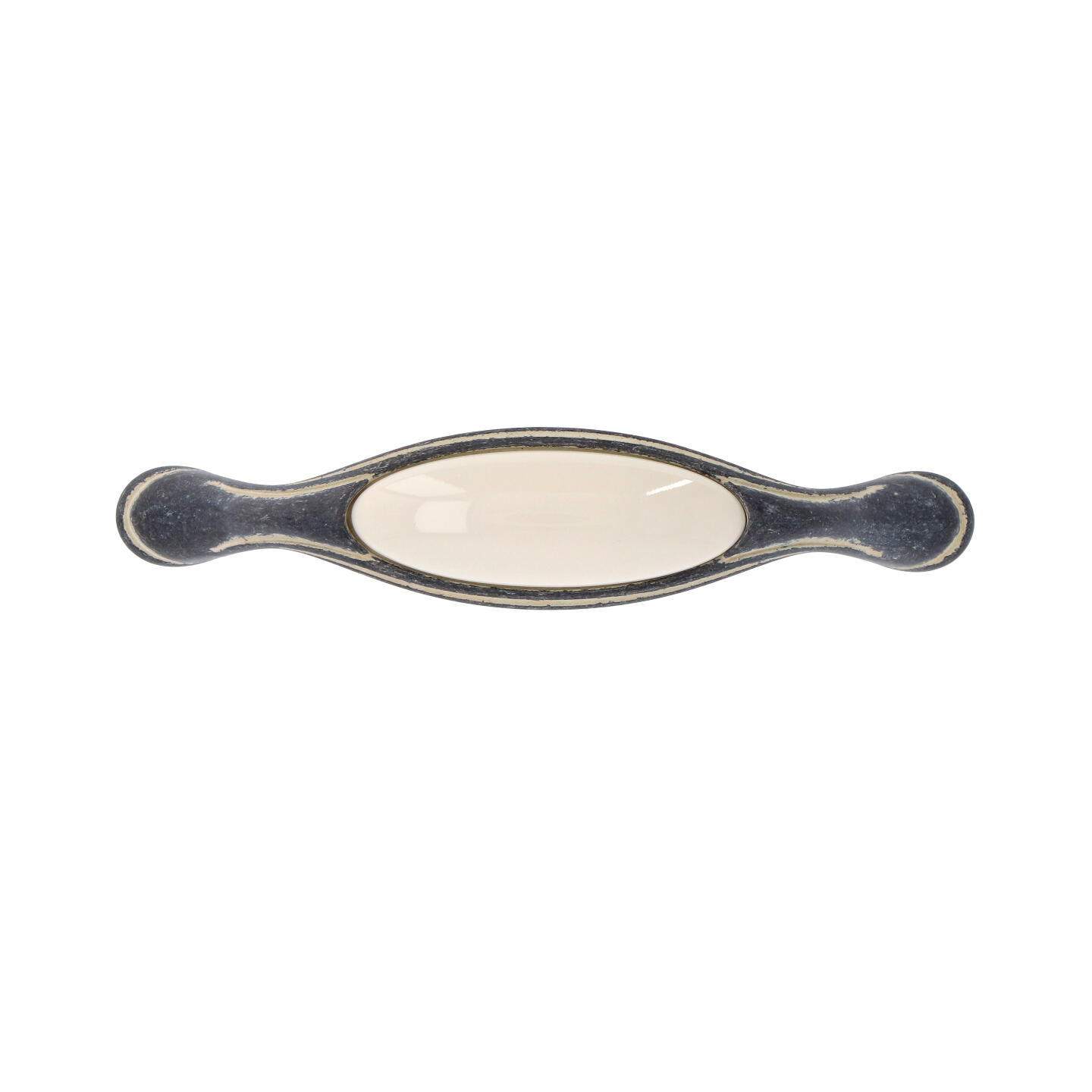Poignée pour meubles en zamac et Porcelaine Entraxe 96mm Ivoire rustique - Beige, Zamak - imagine 3