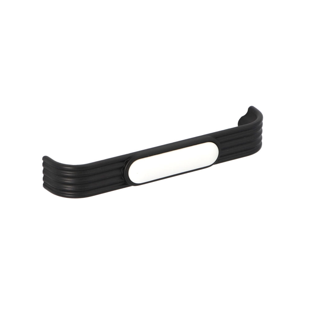 Poignée pour meubles en zamac et Porcelaine Entraxe 128mm Vernis noir mat - Zamak