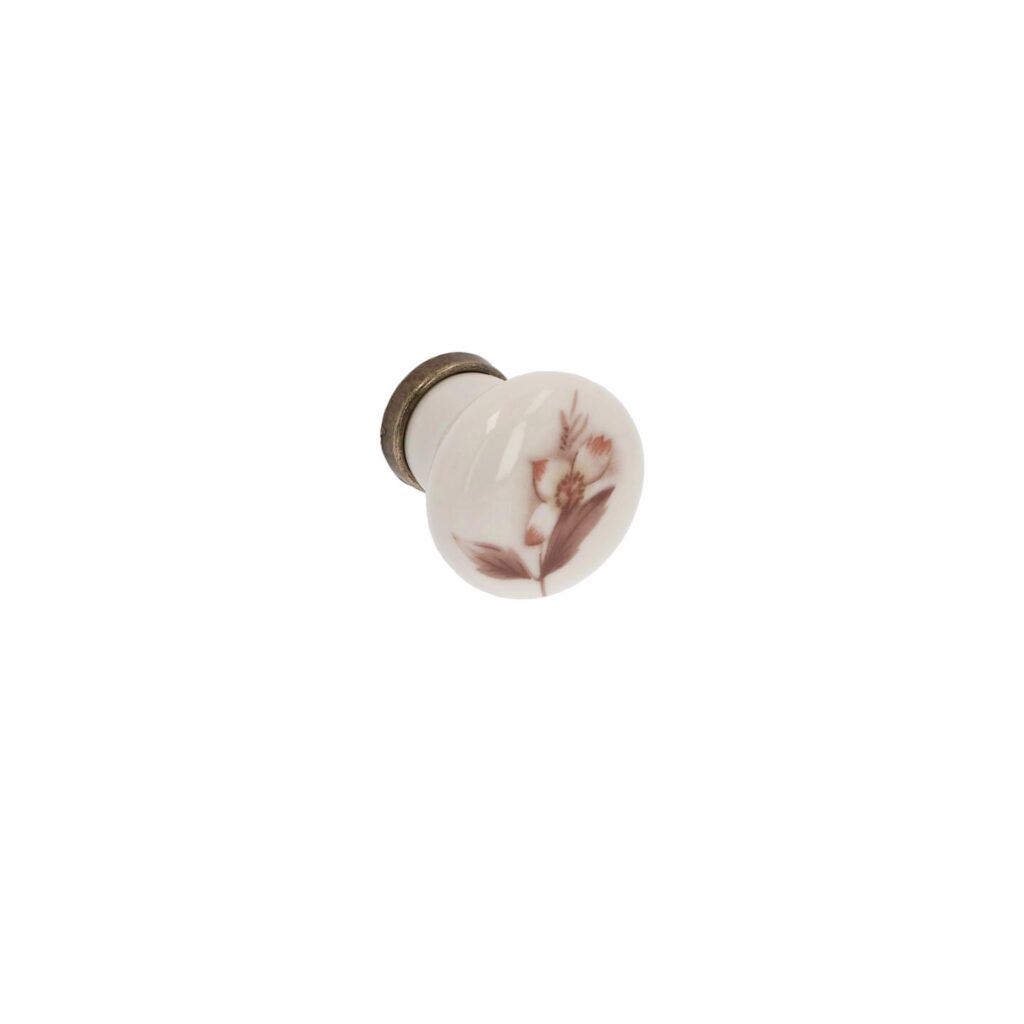Bouton pour meubles en zamac et Porcelaine Diamètre 28mm Florence antique - Marron, Zamak
