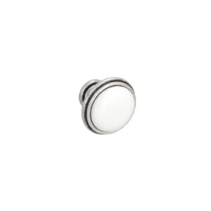 Bouton pour meubles en zamac et Porcelaine Diamètre 35mm Vieil argent brillant – Gris / argent, Zamak