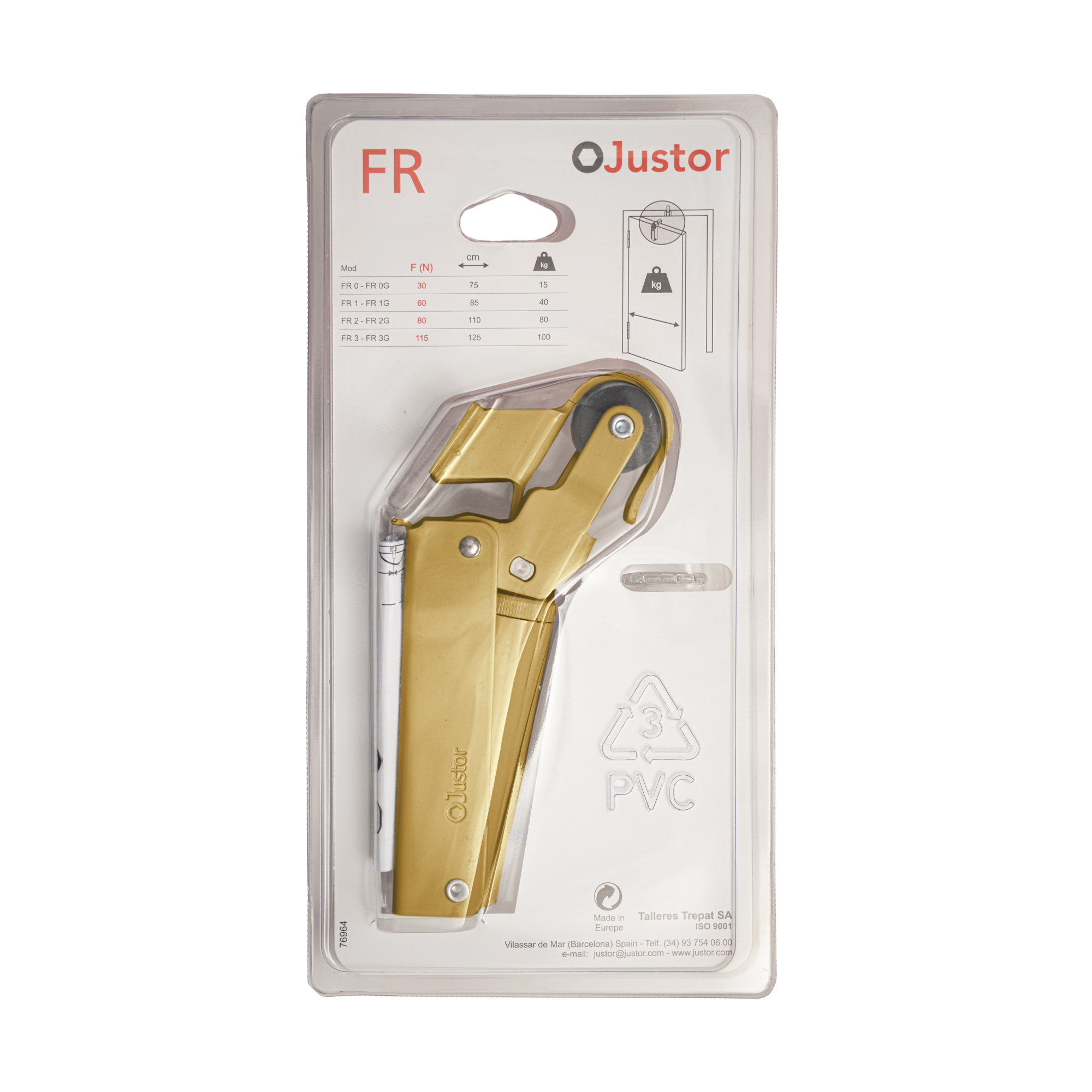 Frein de rétention Réglable force 1 a 30 N en aluminium anodisé or pour porte jusqu’à 15 KG - Jaune / doré - Image 5