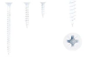 1 kit composés de 3 vis 35x16 + 3 vis 4x25 + 3 vis 4x50 Vernis blanc mat Lot de 25 - Zinc