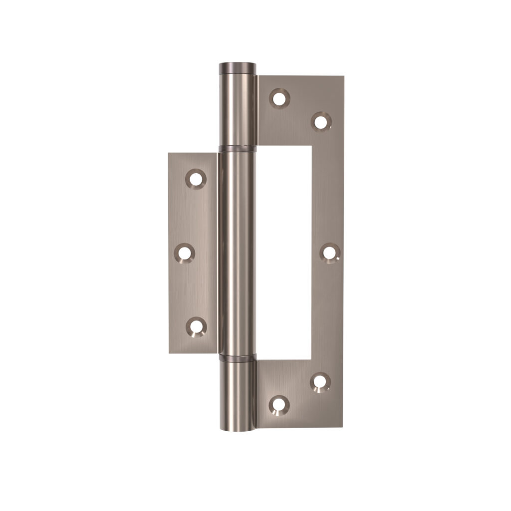 Charnière simple action à ressort, 150X40 mm, en acier inox 304 satinée posée totalement en applique - Gris / argent, Acier inoxydable