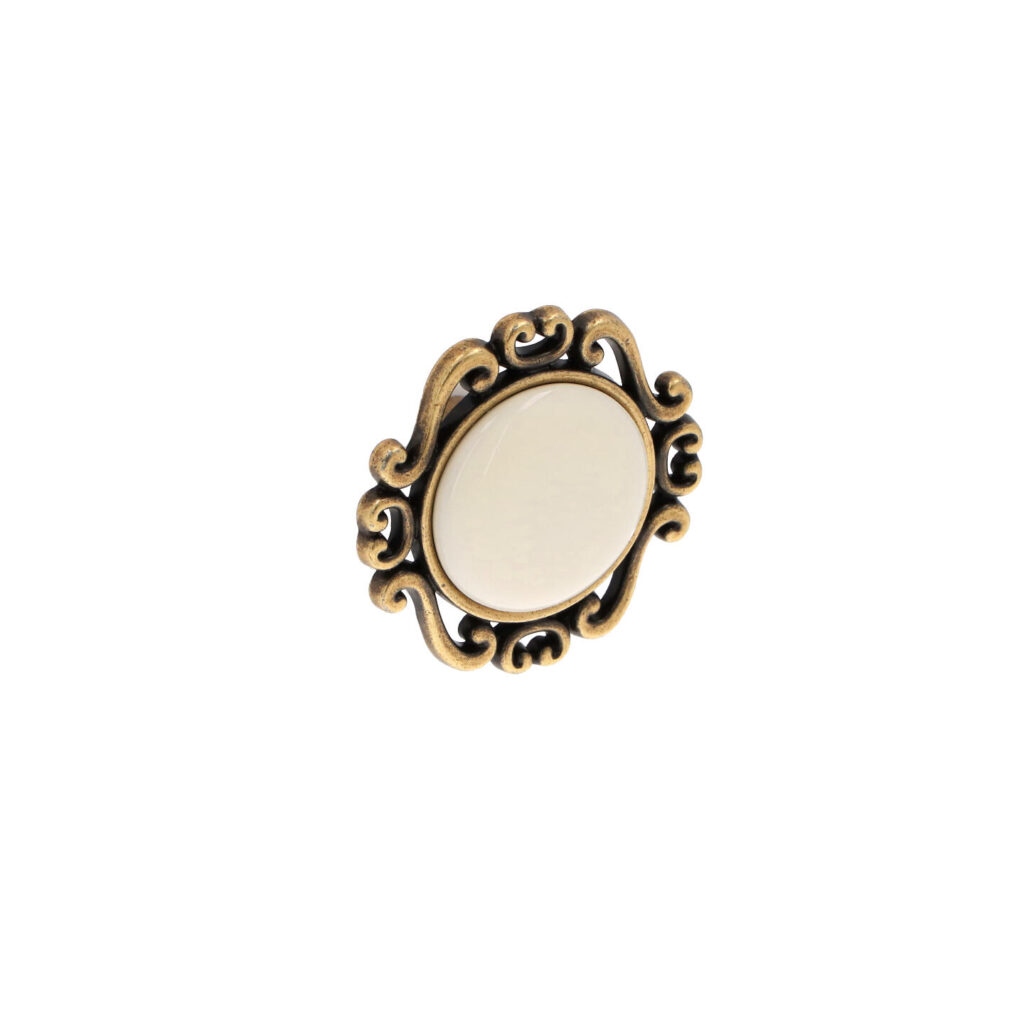 Bouton pour meubles en zamac et Porcelaine Diamètre 46mm x 25 Florence antique Lot de 25 - Marron, Zamak