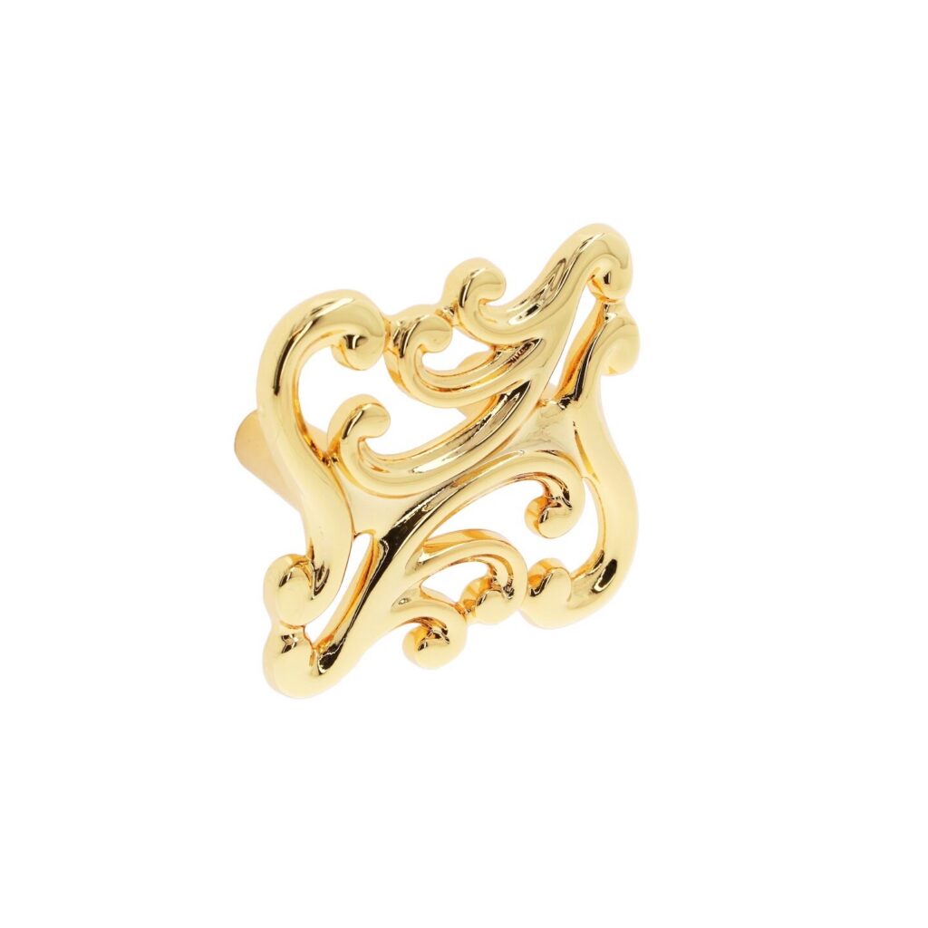 Bouton pour meubles en zamac Entraxe 32mm plaqué or Lot de 25 - Jaune / doré, Zamak