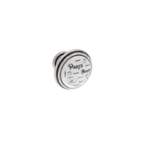 Bouton pour meubles en zamac et Porcelaine Diamètre 35mm Vieil argent brillant – Gris / argent, Zamak
