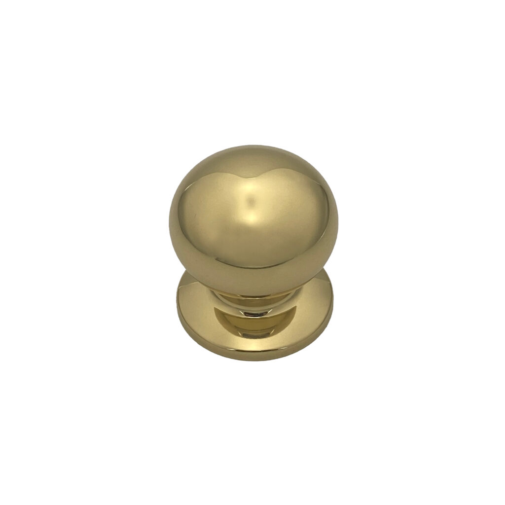 Bouton tirant de porte fixe Ø70 mm en aluminium laqué laiton - Jaune / doré