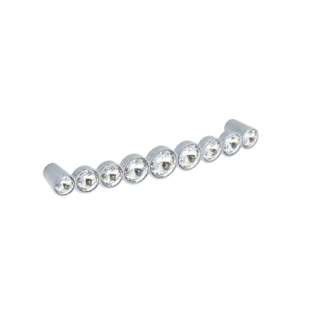 Poignée pour meubles en zamac et cristal Entraxe 128mm chrome poli - Gris / argent, Zamak