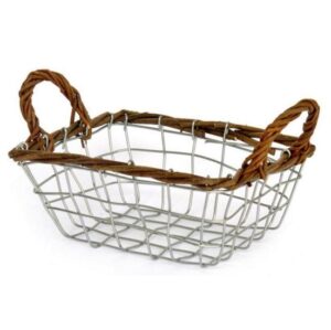 Support en osier et fer 21/26x15 x h8cm lot de 2 - Marron, Rotin