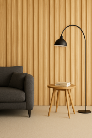 Panneau mural 3D en MDF massif Chene naturel mat de 2760 mm X 750 mm – Design ondulé MIDDLE WAVY – Revêtement décoratif intérieur - Marron