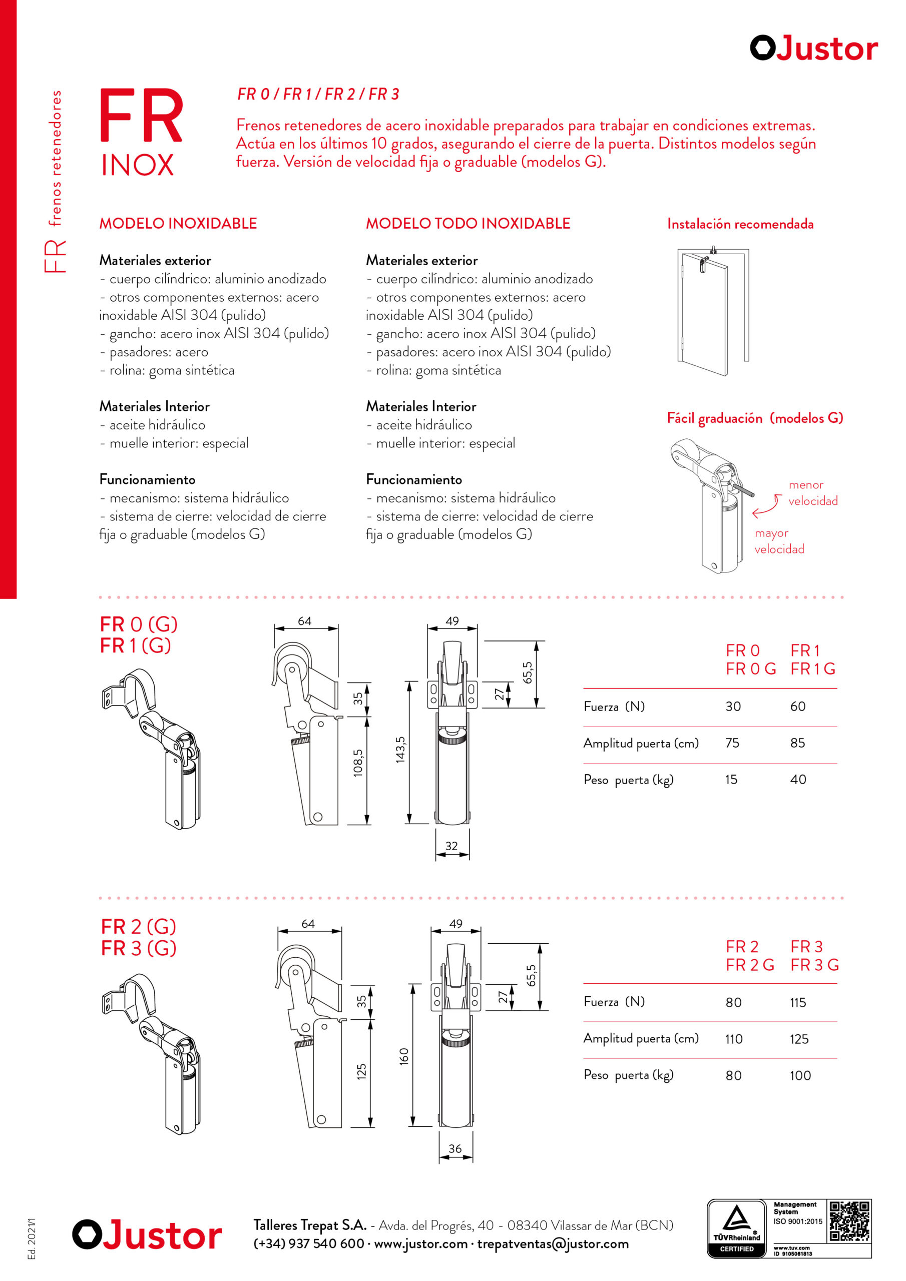Frein de rétention force 80 N en acier inox 304, pour porte jusqu’à 80 KG. - Gris / argent, Acier inoxydable - imagine 6